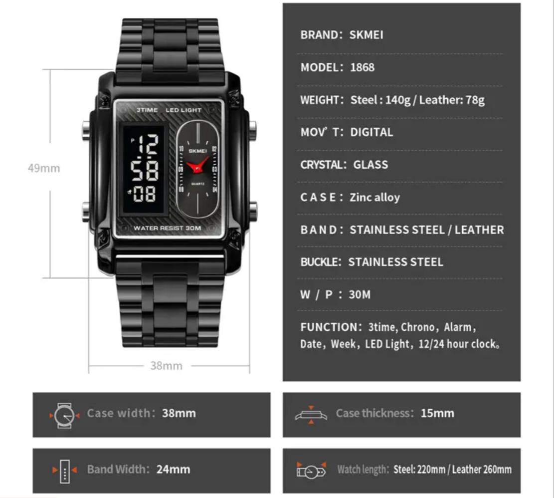 Original SKMEI - 3 time Chrono - Alloy Case - Water Resistant (30M)